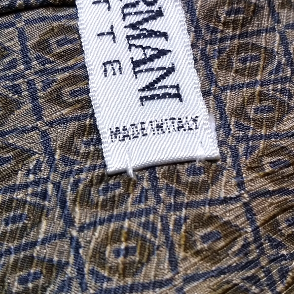 Giorgio Armani Tie, 100% Silk, Blue & Green & Grey Pattern, Made in Italy - Picture 5 of 10